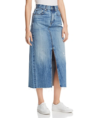 Shop Rag & Bone Clyde Denim Midi Skirt In Clean Medland