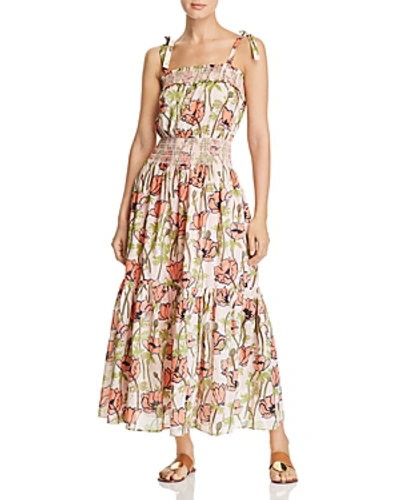 Shop Tory Burch Printed Maxi Dress In Pink Poppies Bloom
