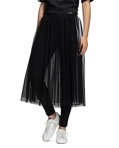 Shop Adidas Originals Tulle Midi Skirt In Black