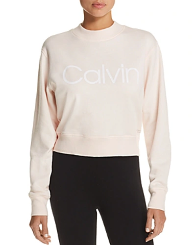 Shop Calvin Klein Performance Logo French Terry Sweatshirt In Dancer