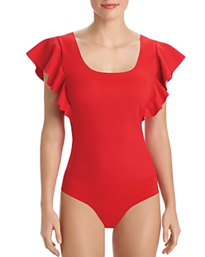 Shop Commando Ruffle-sleeve Bodysuit In Red