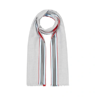 Shop Burberry Icon Stripe Cashmere Silk Scarf