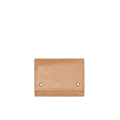 Shop Burberry Small Monogram Leather Folding Wallet