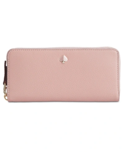 Shop Kate Spade New York Polly Slim Continental Wallet In Flapper Pink/gold