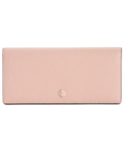 Shop Kate Spade New York Polly Bifold Continental Leather Wallet In Flapper Pink/gold