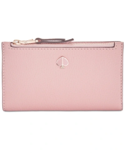 Shop Kate Spade New York Polly Slim Bifold Wallet In Flapper Pink/gold