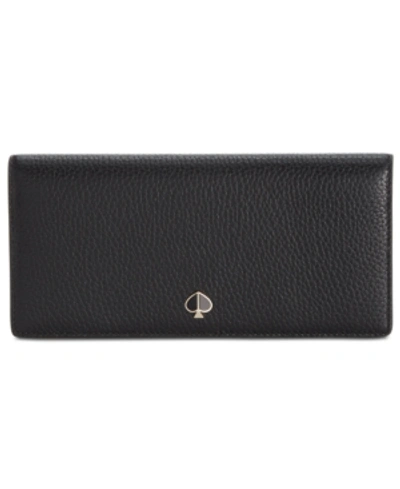 Shop Kate Spade New York Polly Bifold Continental Leather Wallet In Black/gold