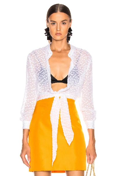 Shop Carmen March Polka Dot Tie Top In White