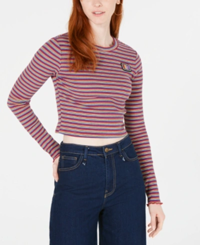 Shop Juicy Couture Striped Rib-knit Cropped Top
