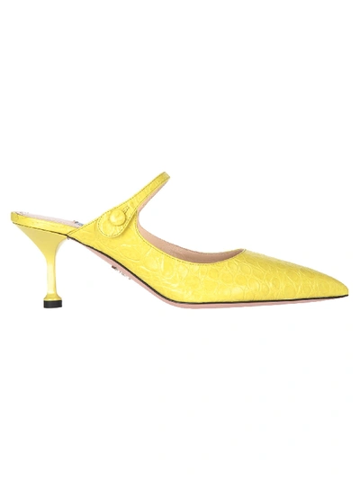 Shop Prada Pointed Toe Pumps In Yellow