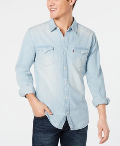 Levi's Men's Matthew New Western Denim Shirt In Light Wash Blue | ModeSens