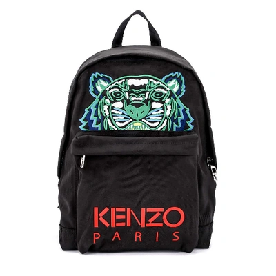 Shop Kenzo Black Fabric Backpack With Tiger In Nero