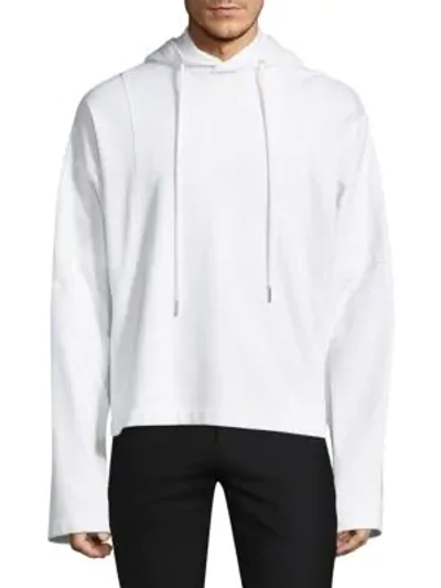 Shop Helmut Lang Distorted Cotton Hoodie In White