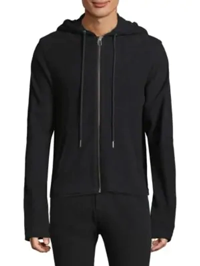 Shop Helmut Lang Basic Cotton Zip-up Hoodie In Black
