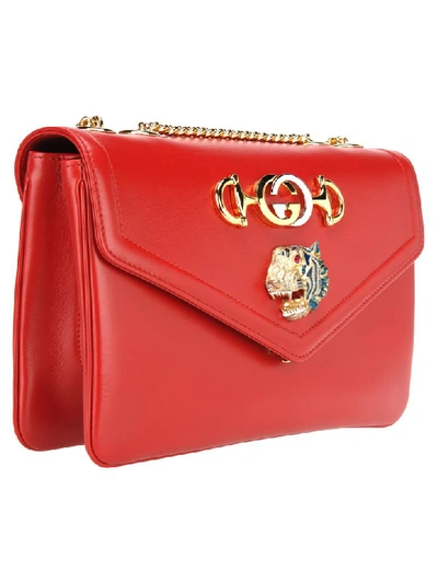 Shop Gucci Small Shoulder Bag Rajah In Red