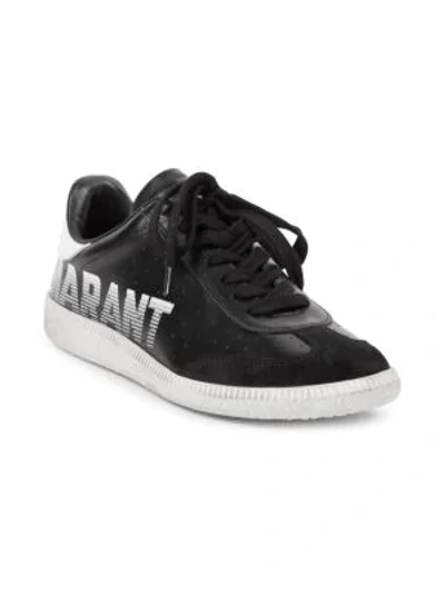Shop Isabel Marant Graphic Leather Sneakers In Black