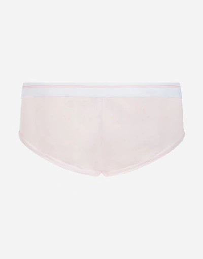 Shop Dolce & Gabbana Brando Briefs In Stretch Cotton Pima With Crown Print In Pink