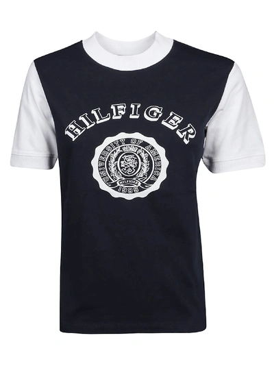 Shop Tommy Hilfiger Contrast Sleeve Logo T-shirt In Deep Well/multi