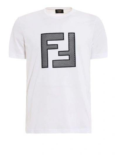 Shop Fendi T-shirt Ff Mesh Light Jersey In Znm White