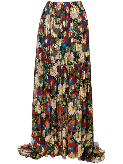 Shop Anjuna Long Floral Skirt In Black