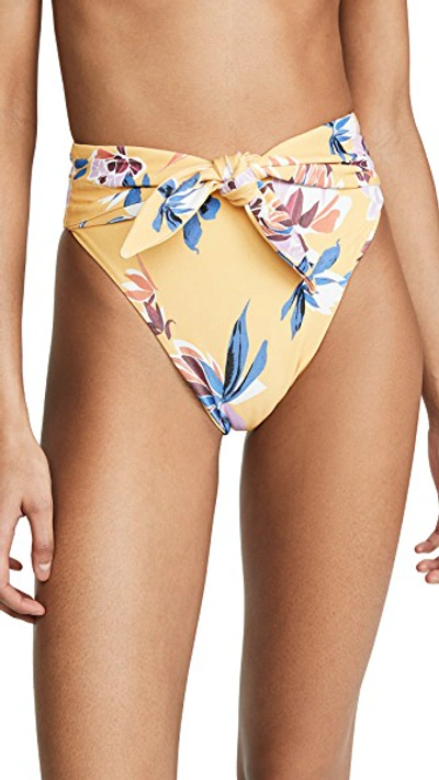 Shop Montce Paula Tie Up Bikini Bottoms In Yellow Batik