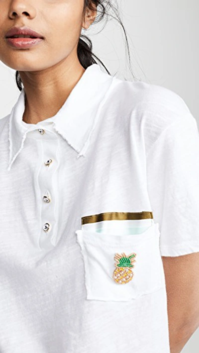 Shop Le Superbe Hidden Treasure Polo In White With Pineapple