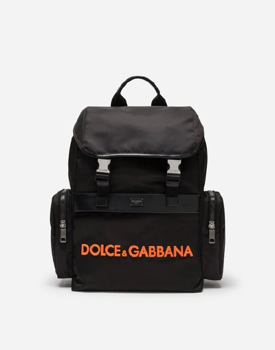 Shop Dolce & Gabbana Nylon Backpack With Rubber Logo In Green