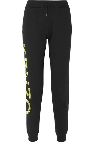 Shop Kenzo Printed Cotton-jersey Track Pants In Black