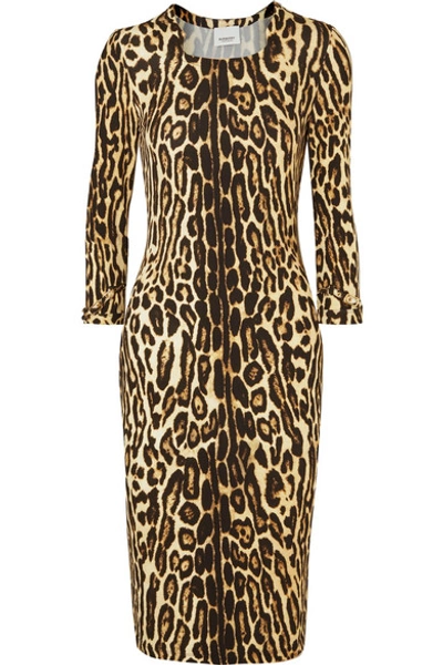 Shop Burberry Leopard-print Stretch-jersey Dress In Leopard Print