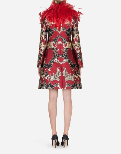 Shop Dolce & Gabbana Lurex Jacquard Coat In Red