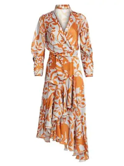 Shop Johanna Ortiz Floral Wrap Dress In Mystic Grey