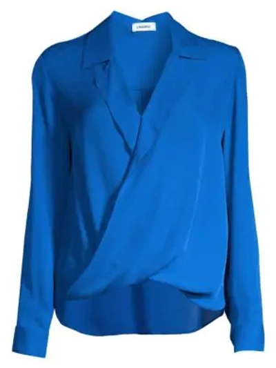Shop L Agence Women's Rita Drape-front Silk Blouse In Riviera Blue