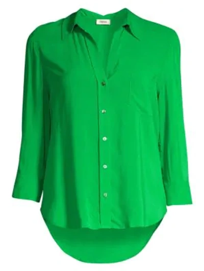 Shop L Agence Women's Ryan Three-quarter Sleeve Blouse In Gloss Green