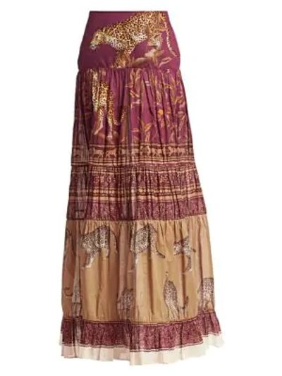 Shop Johanna Ortiz The Last Kashmiri Printed Maxi Skirt In Magenta