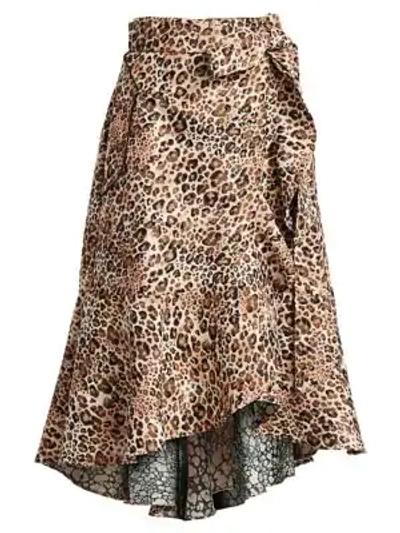 Shop Johanna Ortiz Cynical Attitude Leopard Print Wrap Skirt In Black Leopard
