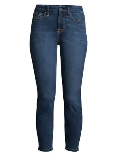 Shop Jen7 By 7 For All Mankind Mid-rise Ankle Skinny Jeans In Classic Medium Blue