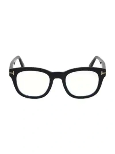 Shop Tom Ford 50mm Square Clear Lens Glasses In Black