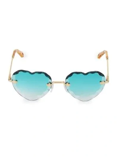 Shop Chloé Women's Rosie 55mm Heart Sunglasses In Blue