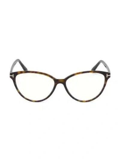 Shop Tom Ford 53mm Blue Block Cat Eye Eyeglasses In Dark Havana