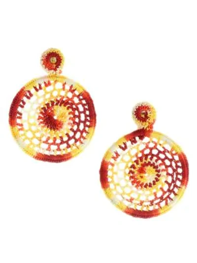 Shop All Things Mochi Dreamy Crochet Earrings In Orange