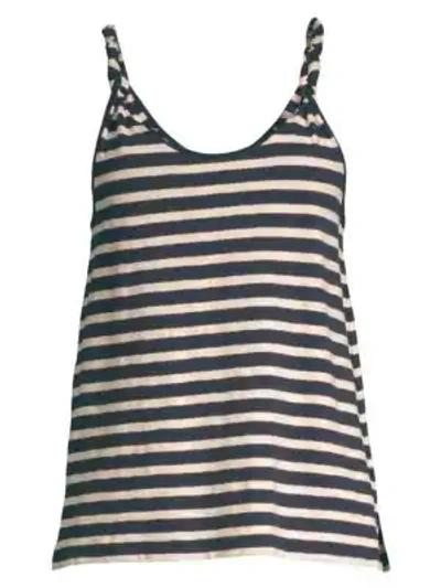 Shop Current Elliott The Twisted Stripe Tank Top In Navy And Cream