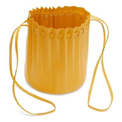 Shop Mansur Gavriel Yellow Pleated Bucket Bag