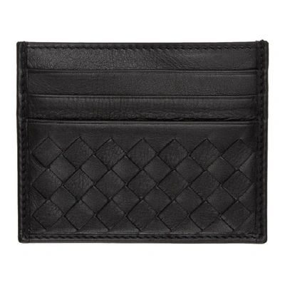 Shop Bottega Veneta Black Intrecciato Card Holder In 8803 Black