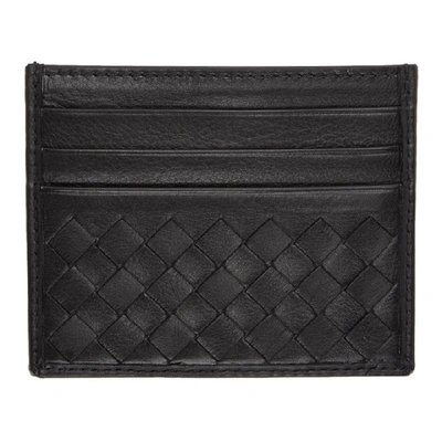 Shop Bottega Veneta Black Intrecciato Card Holder In 8803 Black