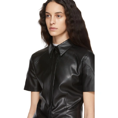 Shop Nanushka Black Vegan Leather Clare Shirt