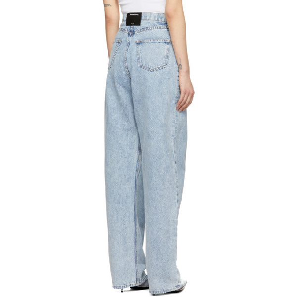 alexander wang blue brace pleated jeans