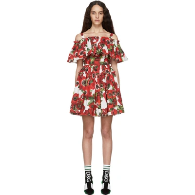 Shop Dolce & Gabbana Dolce And Gabbana Multicolor Anemone Ruffle Dress In Haaa5 Anemo