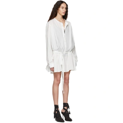 Shop Ann Demeulemeester White Belted Shirt Dress