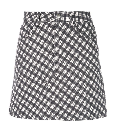 Shop Alexa Chung Checked Denim Skirt In Black And White