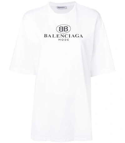 Shop Balenciaga Vintage Logo T-shirt In White